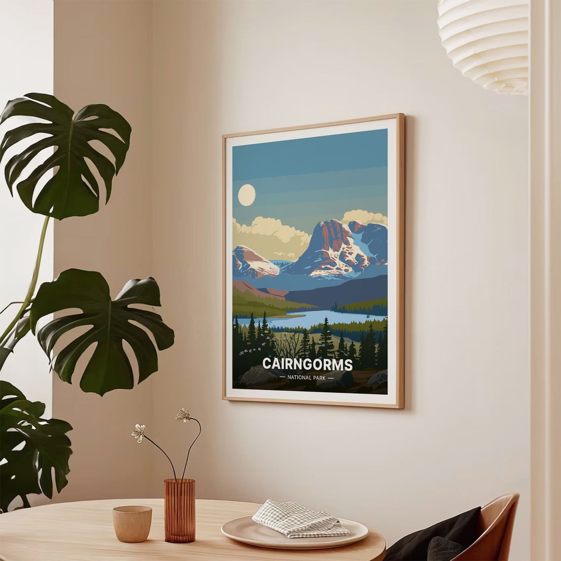 Cairngorms National Park Mountain Lake Moonlit Travel Poster - Image 2