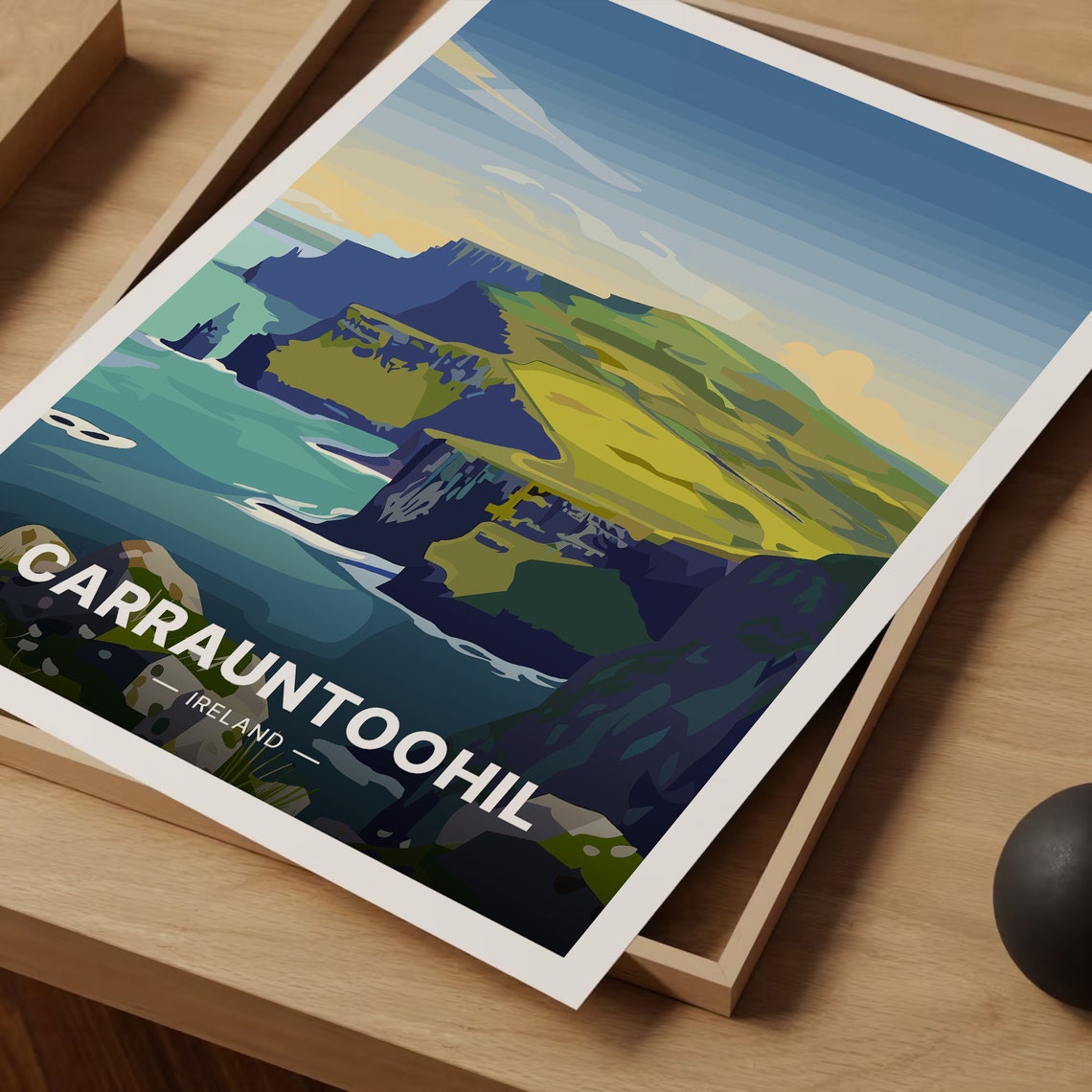Carrauntoohil Ireland Green Sea Cliffs Coastal Landscape Poster - Image 3
