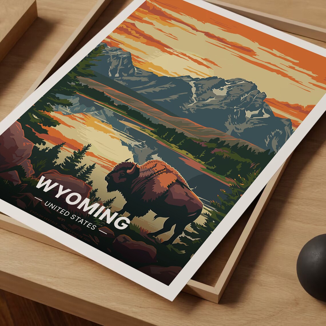 Wyoming Retro Travel Poster, Vintage State Decor - Image 3