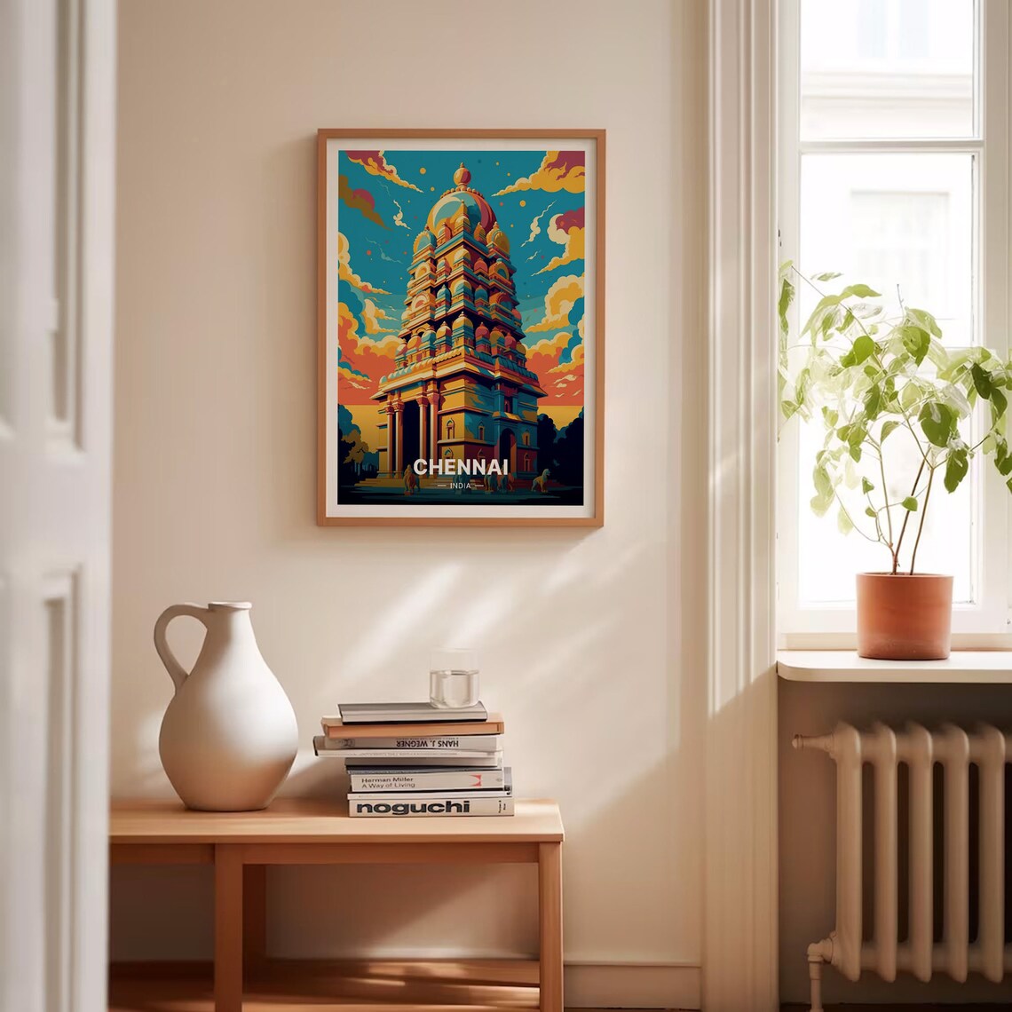 Chennai India Colorful Hindu Temple Gopuram Sunset Travel Poster Art - Image 4