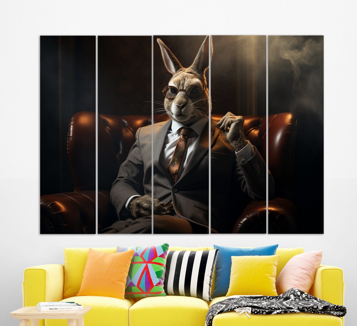 Hare In A Suit With Tie, Hare Print - Image 3