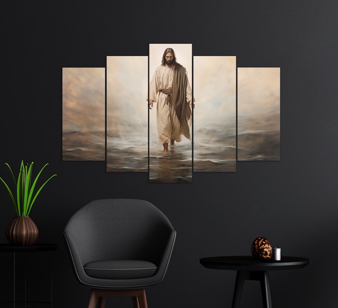 Jesus Christ Walking On Water, Religious Art Print - Image 2