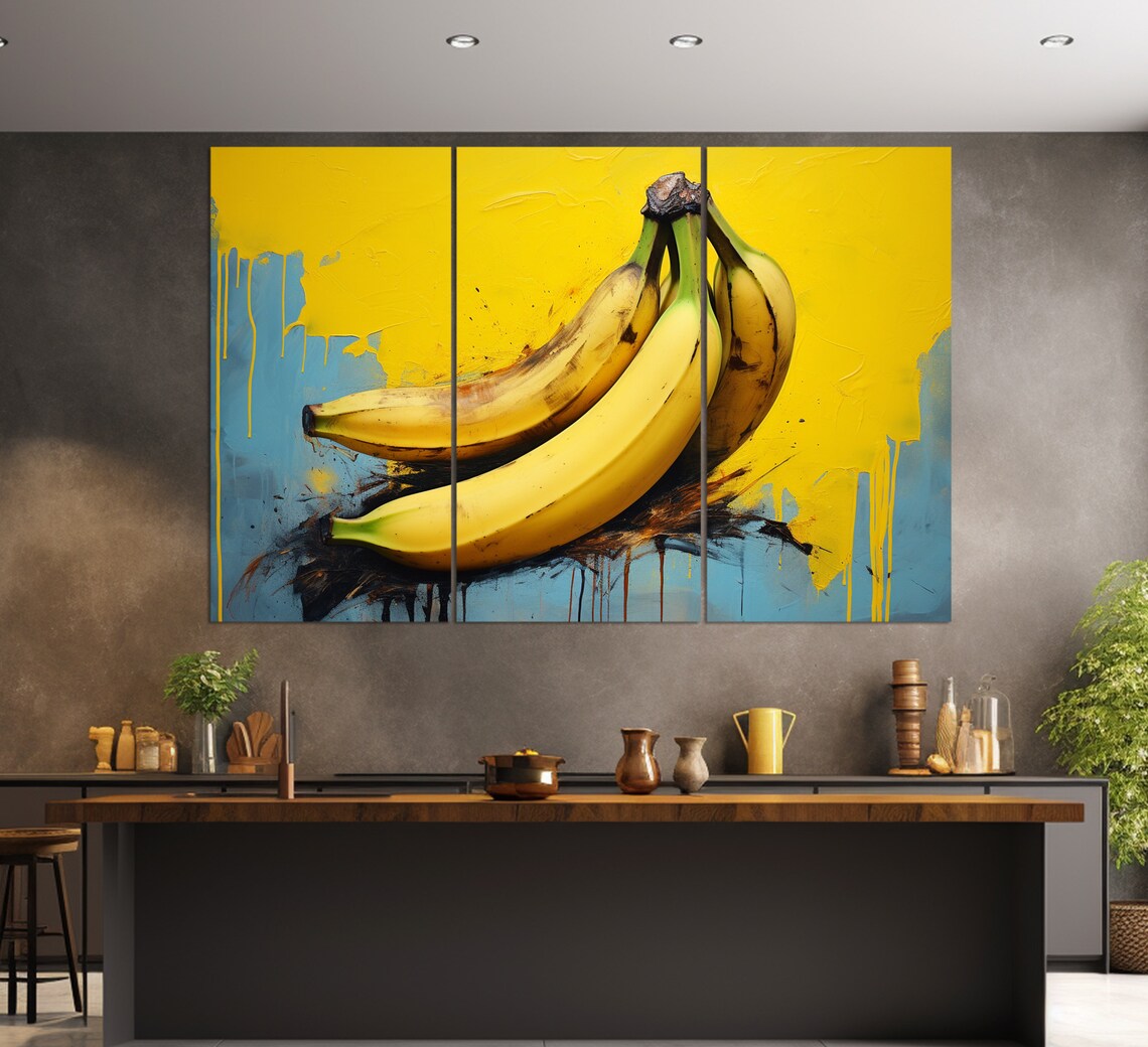Bananas Print Abstract Banana Painting Fruits Wall Art Kitchen Wall Decor - Image 3