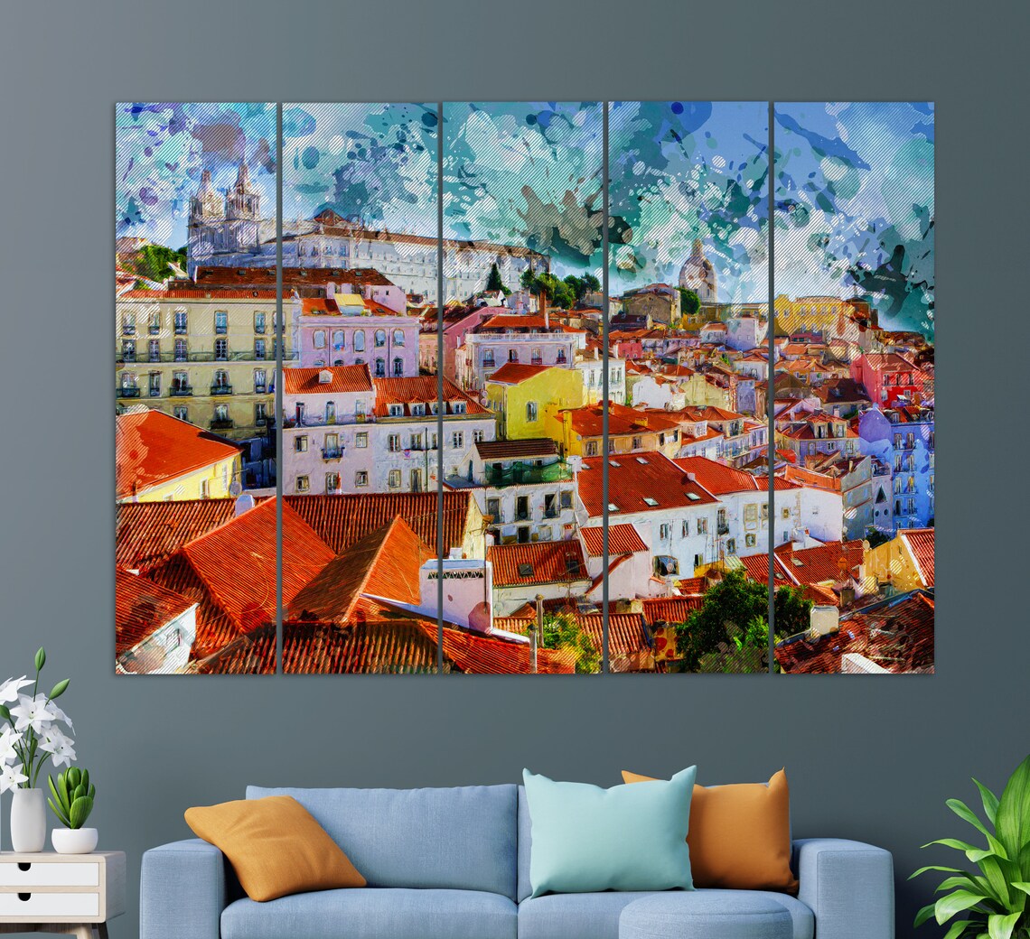 Lisbon Painting, Portugal Travel Poster Art Print - Image 3