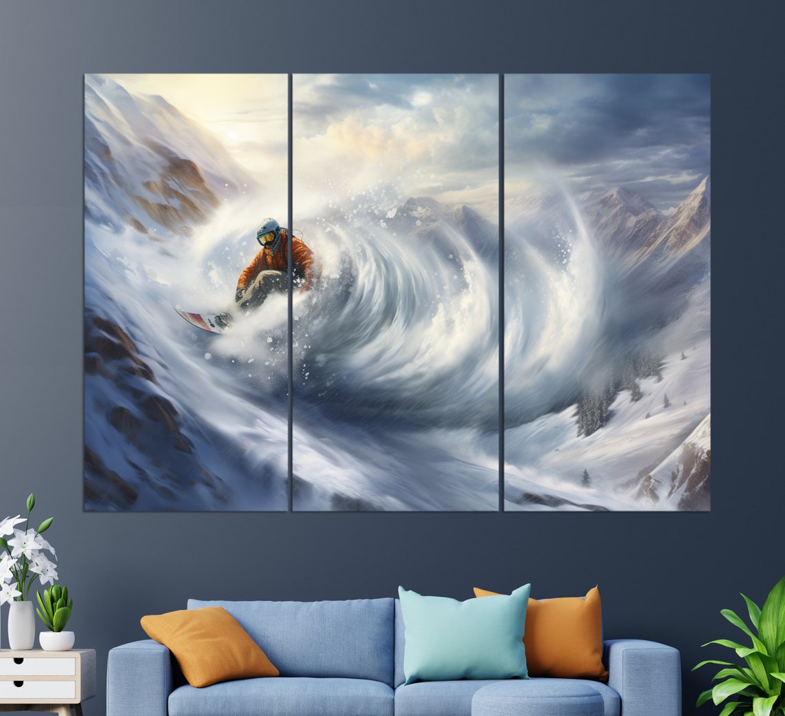 Snowboarding Wall Art Snowboarder Print Snowboard Painting Snowboarder Gift - Image 2