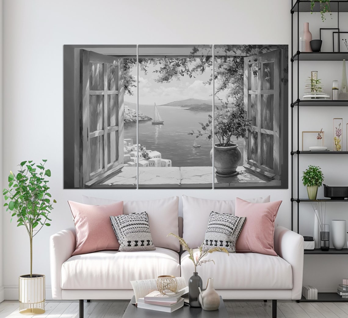Window To Greek Island In Aegean Sea, Travel Poster - Image 3