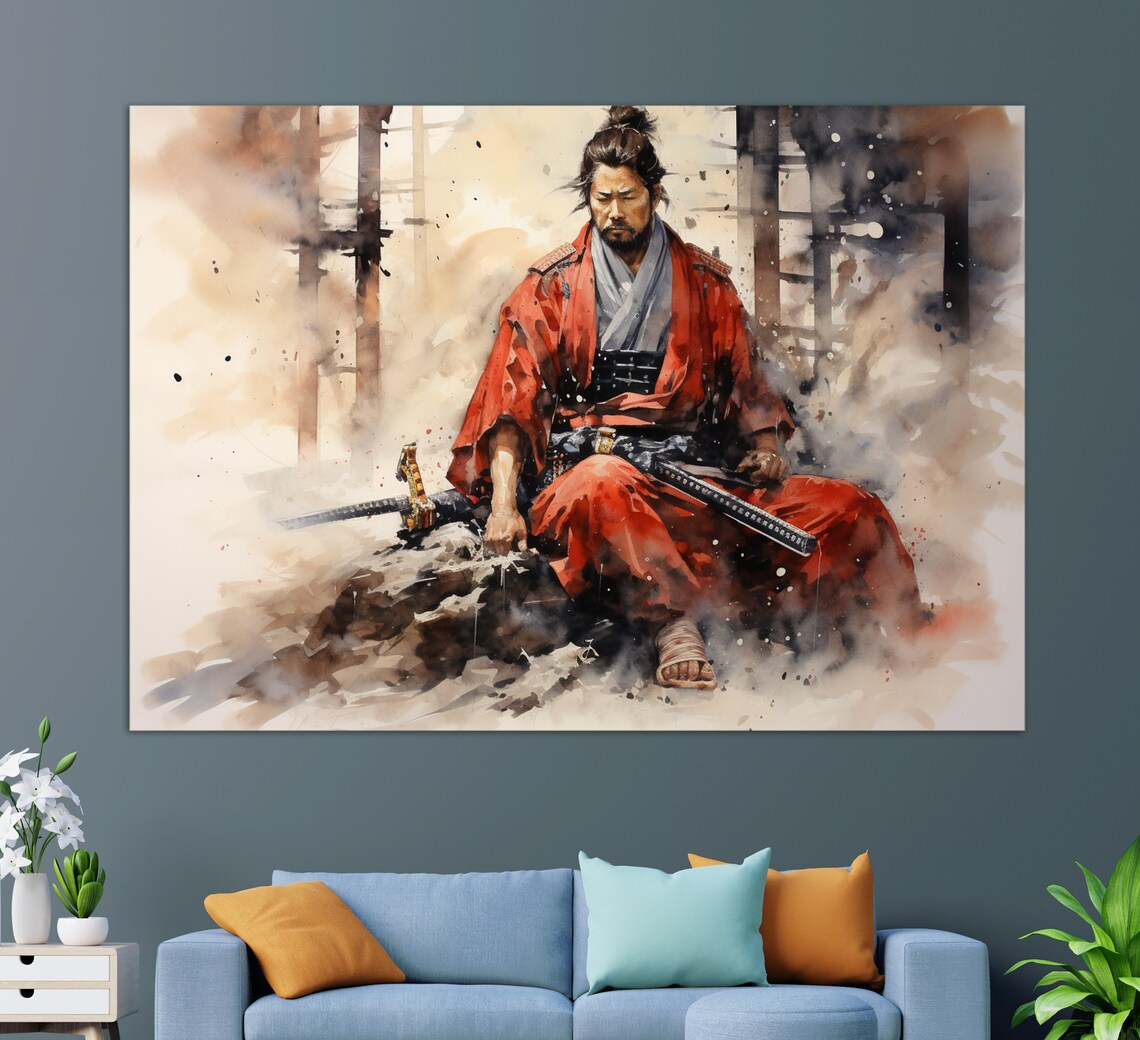Samurai Japanese Oil-Painting-Style Art Print