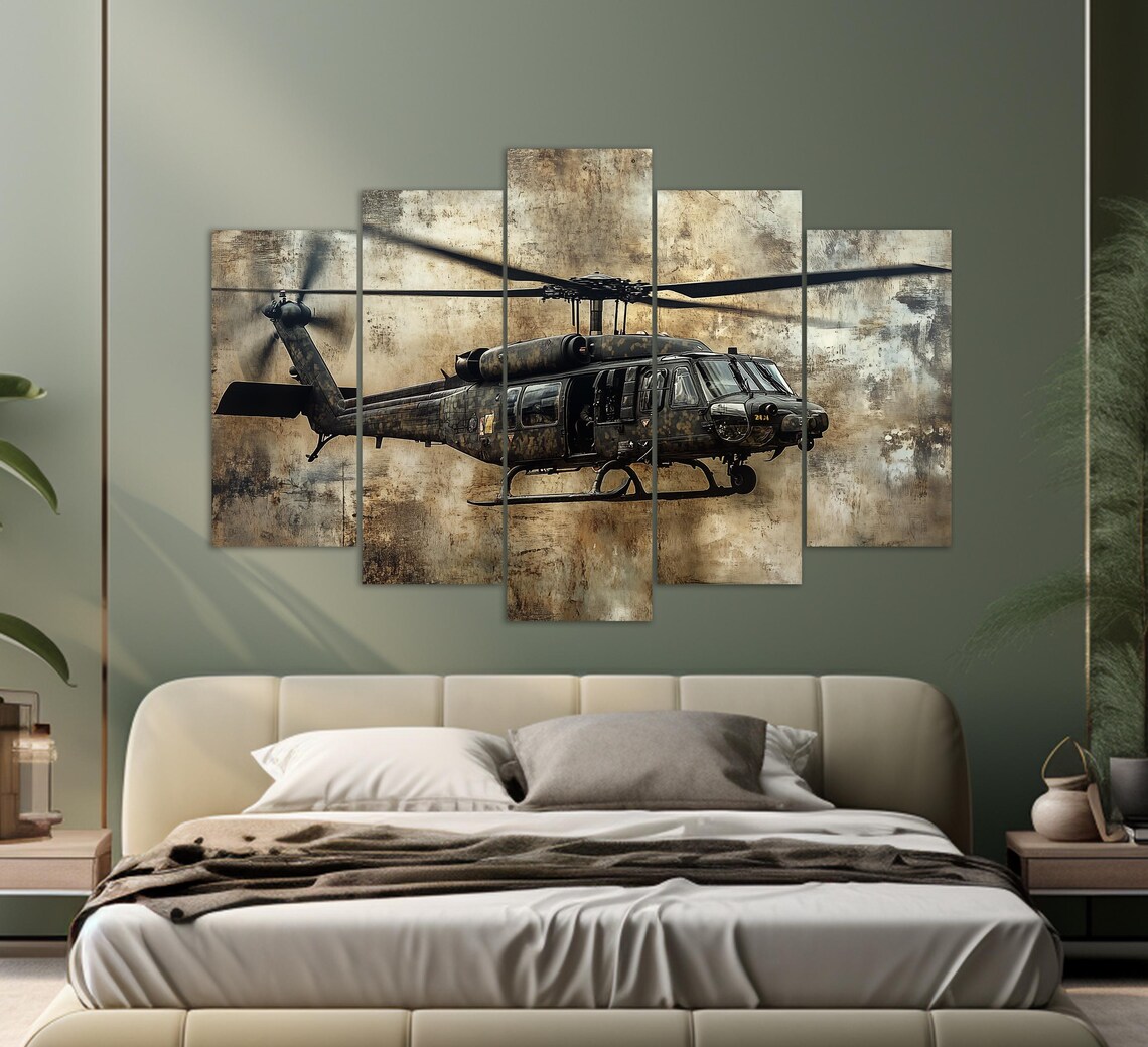 Abstract Black Hawk Helicopter Art Print, Pilot Gift - Image 2