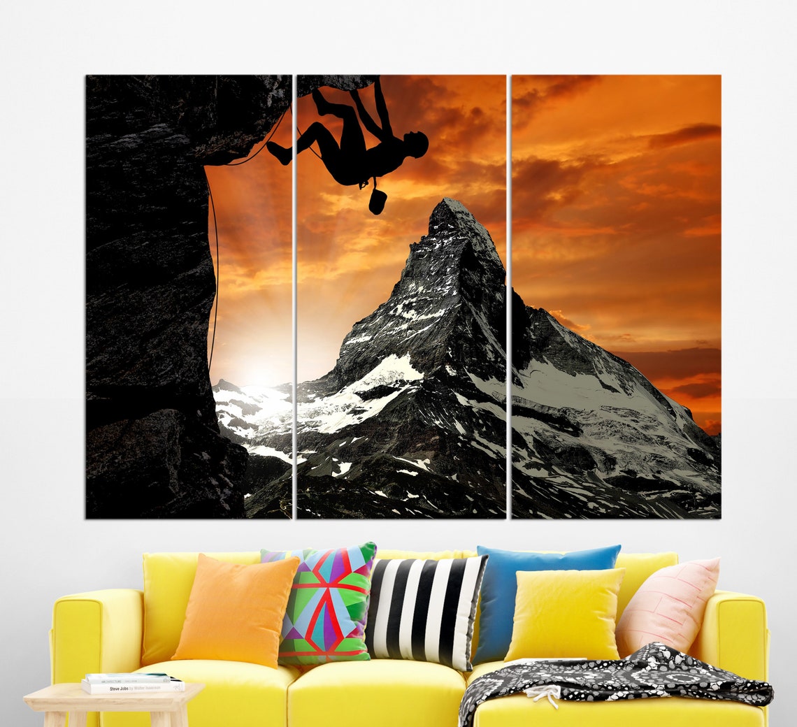 Alpinism Print Mountaineering Wall Art Climbing Painting Climber Gift - Image 2