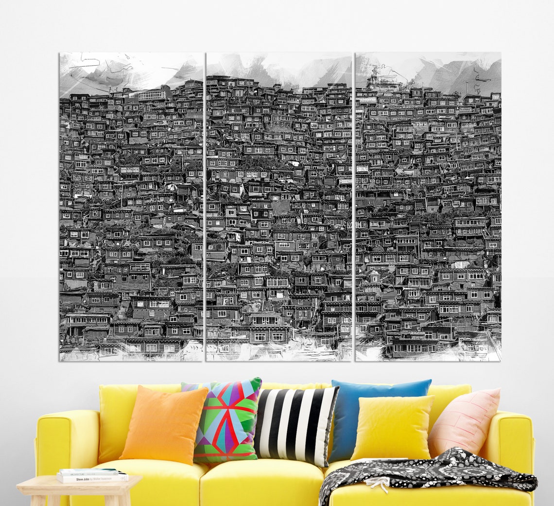 Larung Gar Sichuan China Red Buddhist Academy Hillside Travel Poster - Image 2