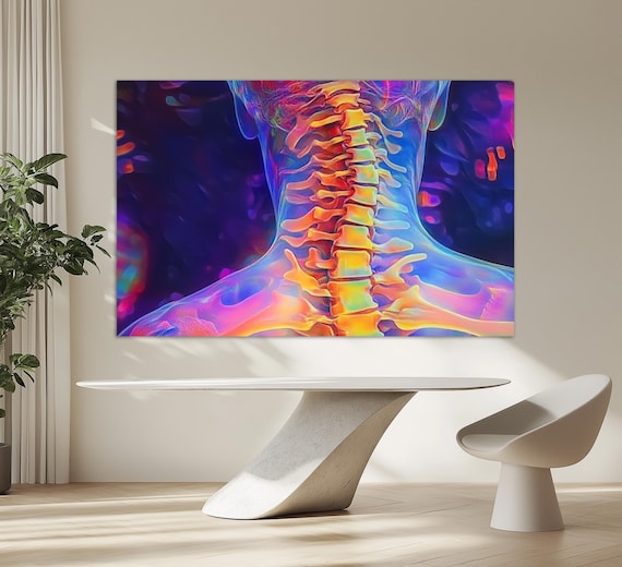 Abstract Cervical Spine Anatomy Print Chiropractor Gift Anatomy Wall Art Healthcare Poster Spine X Ray Cervical Vertebrae Print