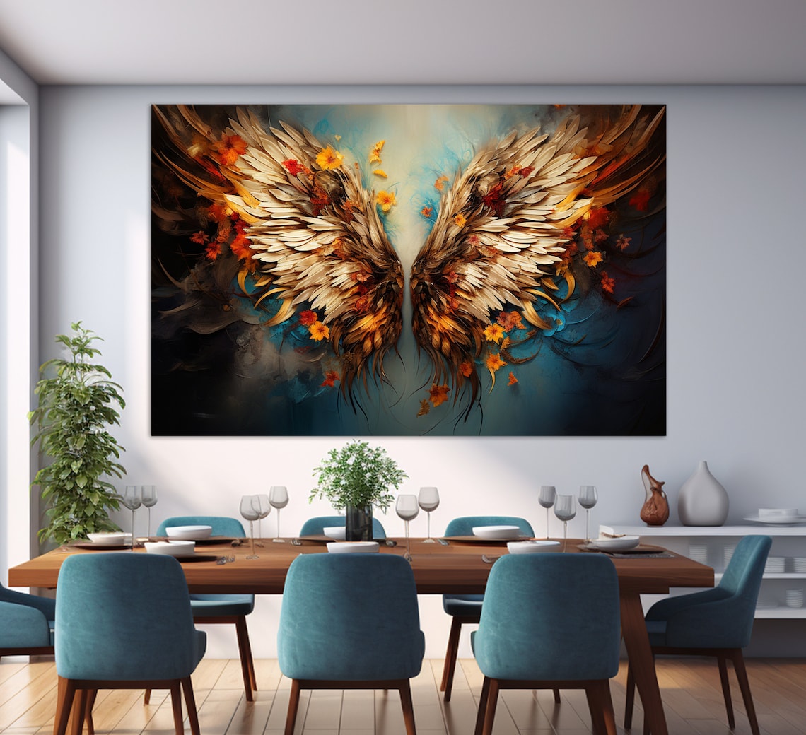 Abstract Angel Wings Religious Wall Art Print - Image 2