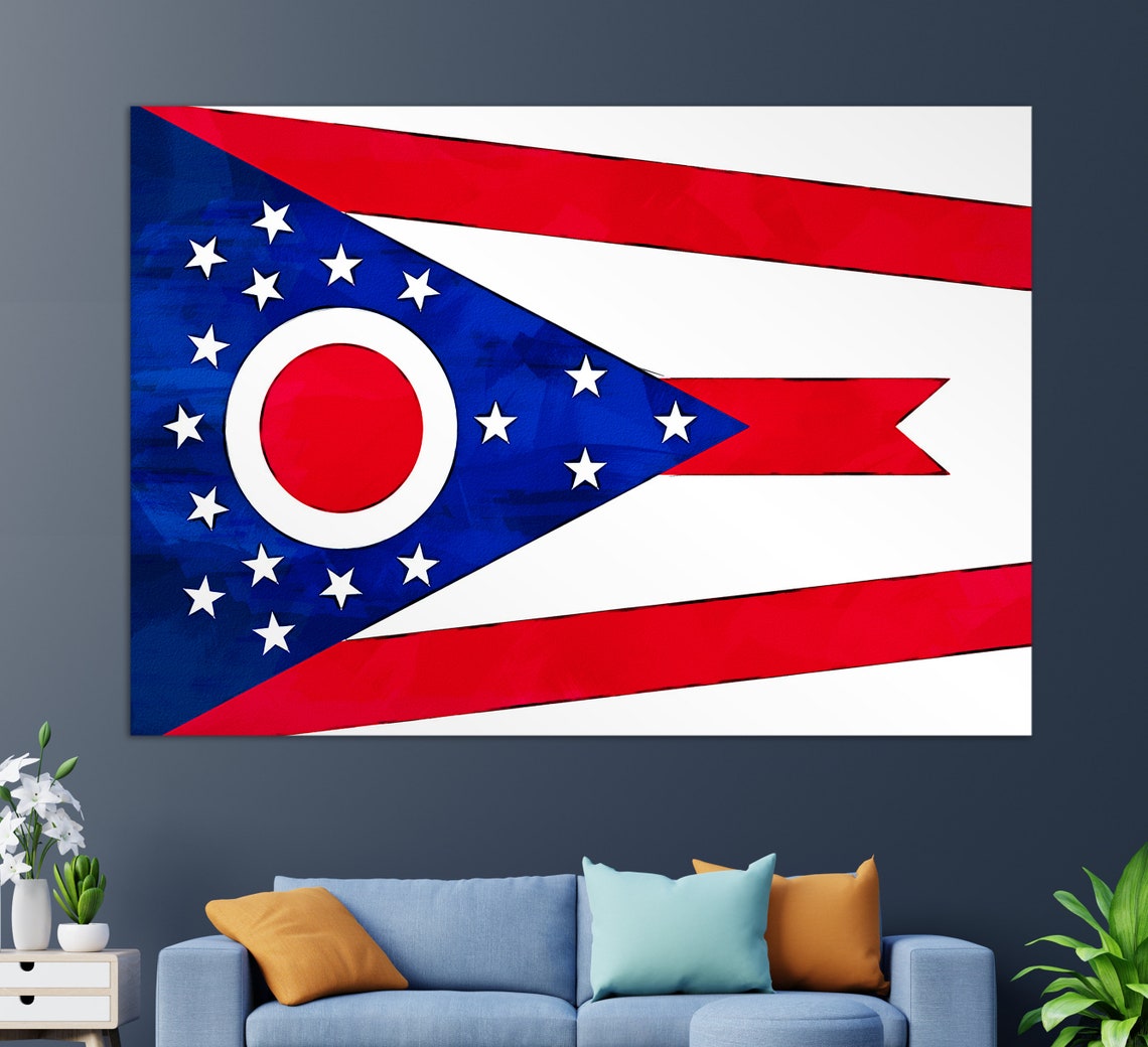 Ohio State Flag Painting, Ohio Wall Art