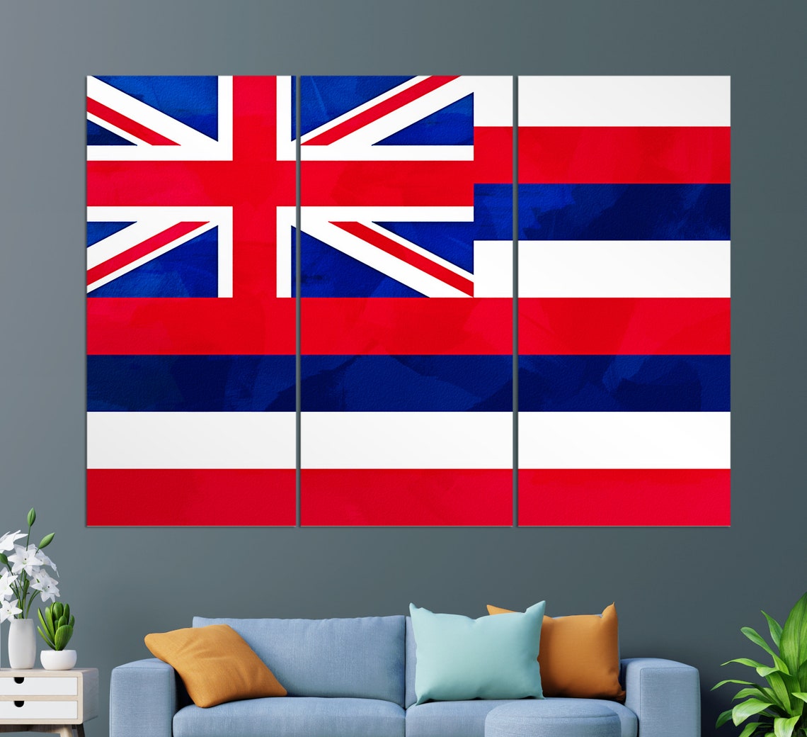 Hawaii State Flag Print Hawaii Flag Painting Hawaii Wall Art - Image 3