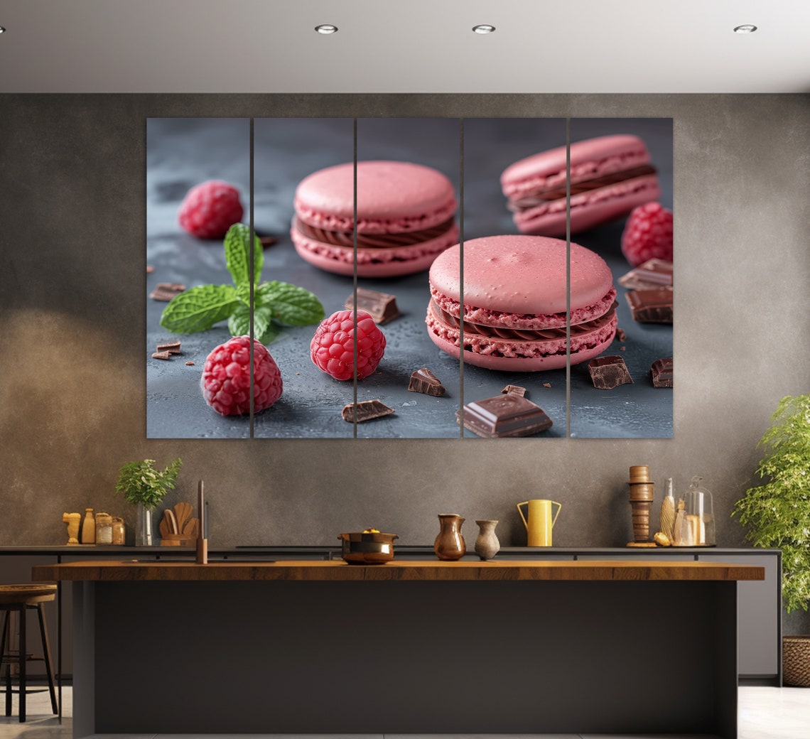 Raspberry Macarons Print Sweets Wall Art Sweet Tooth Gift Kitchen Wall Decor Pastry Shop Decor Confectionary Decor - Image 2