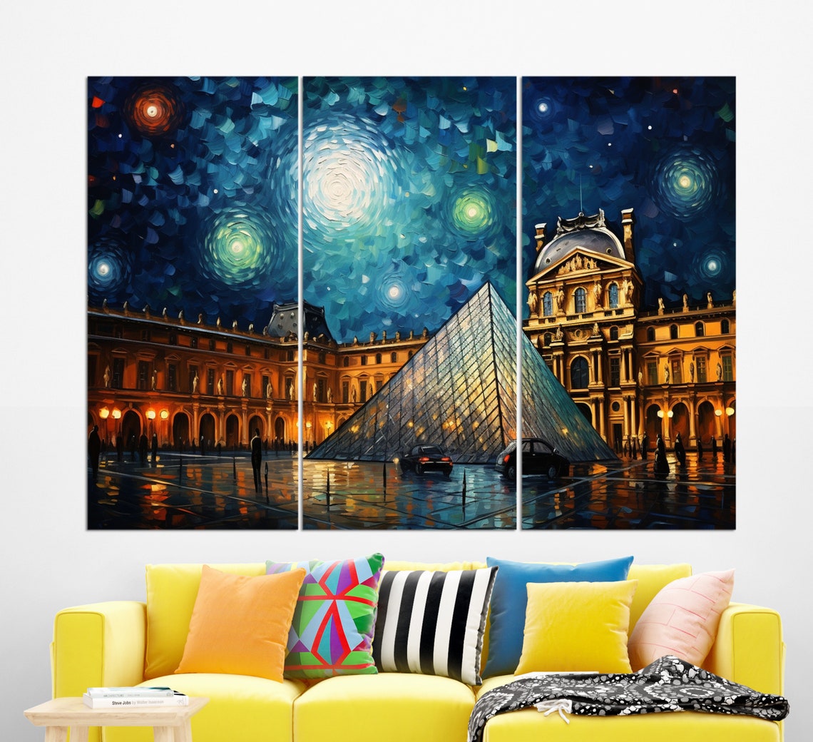 Louvre Van Gogh Style Print Abstract Paris Wall Art Paris Painting Abstract Paris Art - Image 3