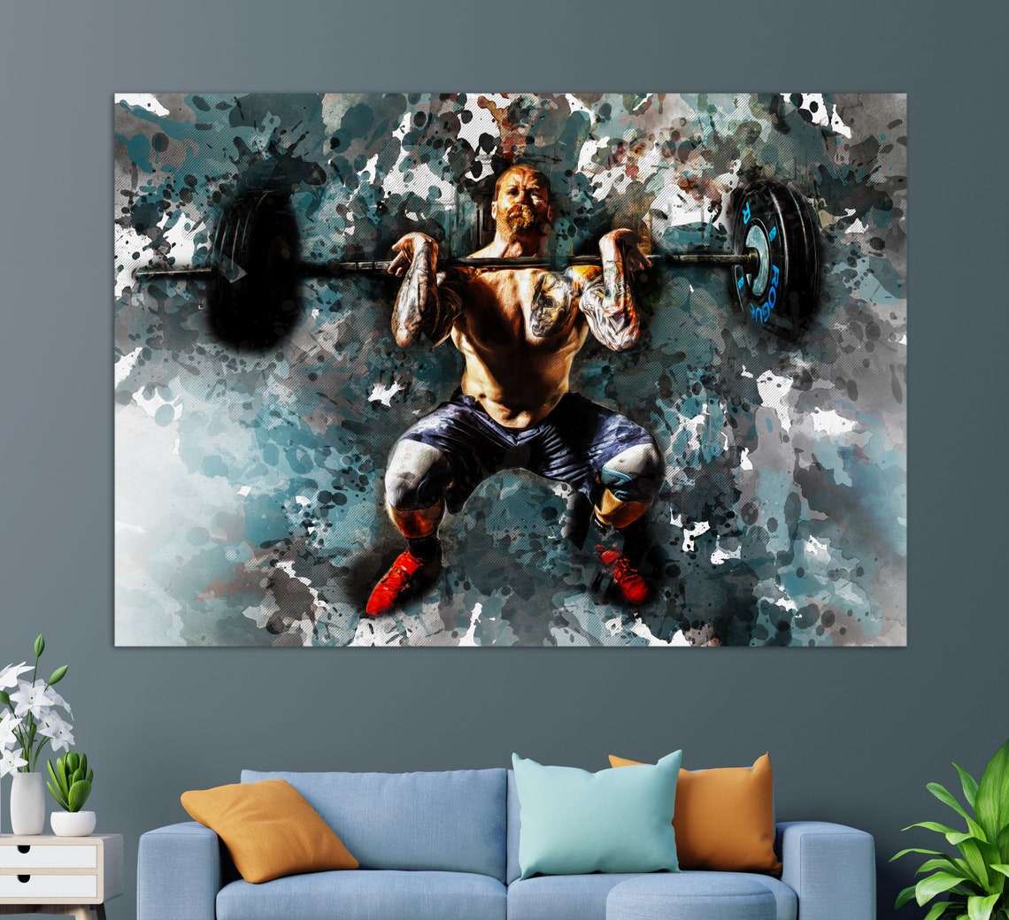 Weightlifting Painting Weightlifting Wall Art Gym Wall Decor Bodybuilding Print Fitness Painting Gym Wall Art - Image 3