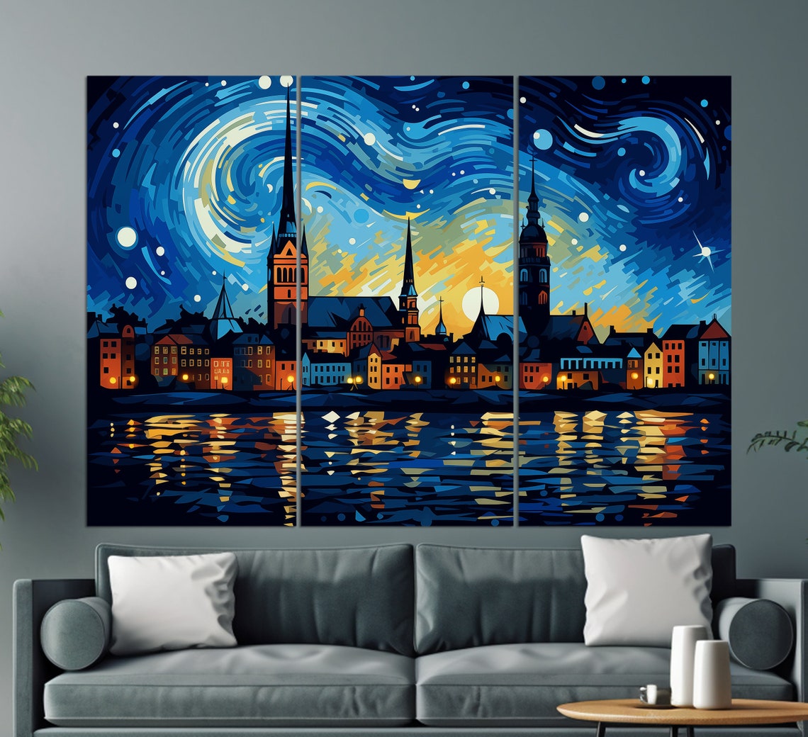 Riga Van Gogh Style Abstract Painting - Image 3