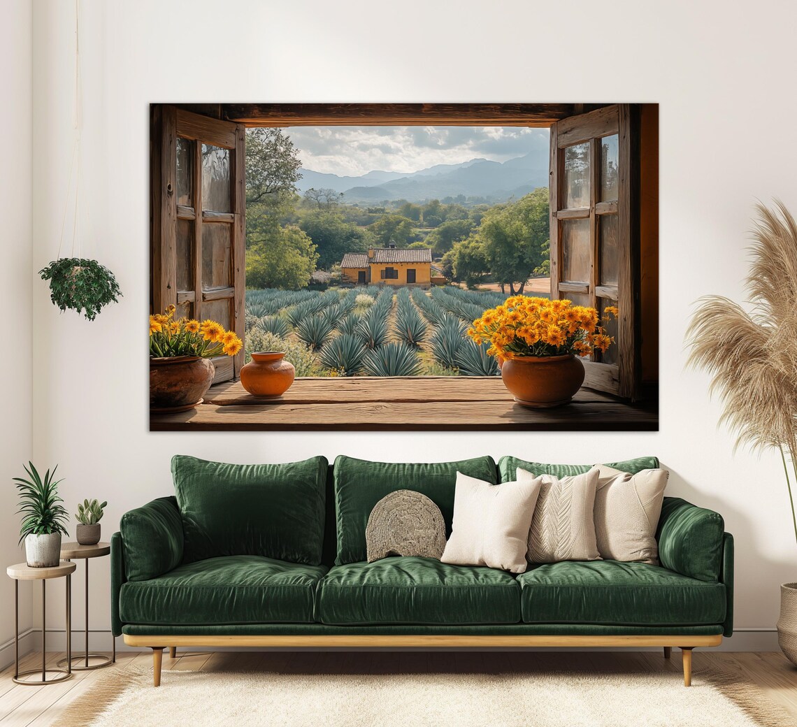 Open Window To Agave Plantation, Rustic Wall Art Print - Image 2