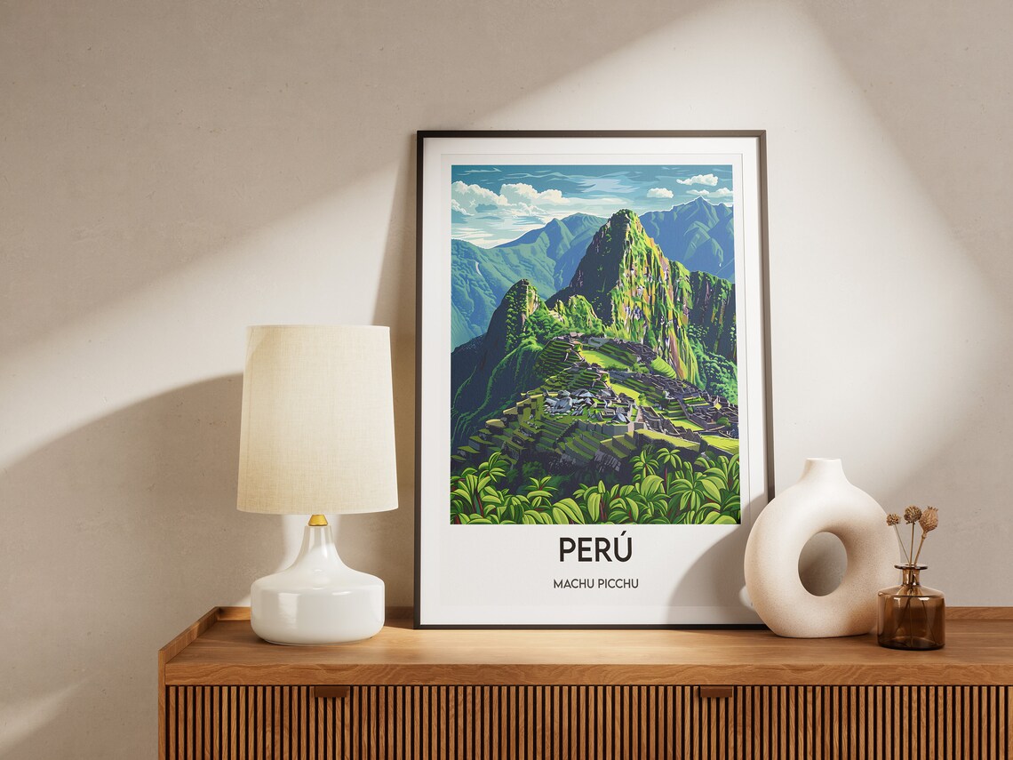 Machu Picchu Ancient Ruins Huayna Picchu Andes Peru Travel Poster - Image 2