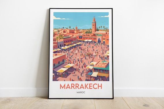 Marrakech Morocco Jemaa El Fna Square Print Travel Poster