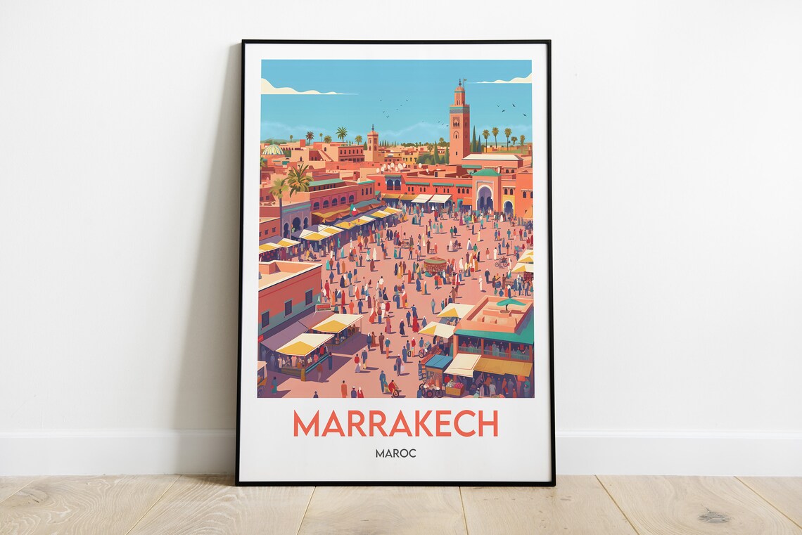 Marrakech Morocco Jemaa El Fna Square Print Travel Poster