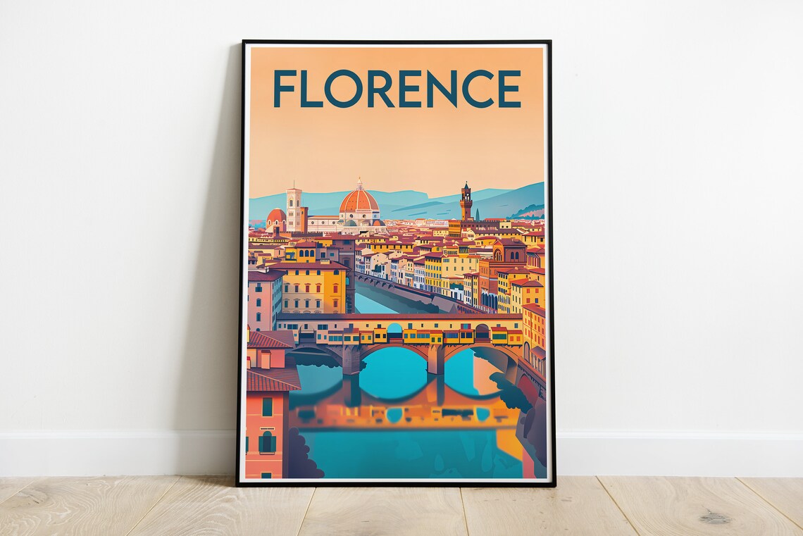 Florence Travel Poster, Ponte Vecchio City Print