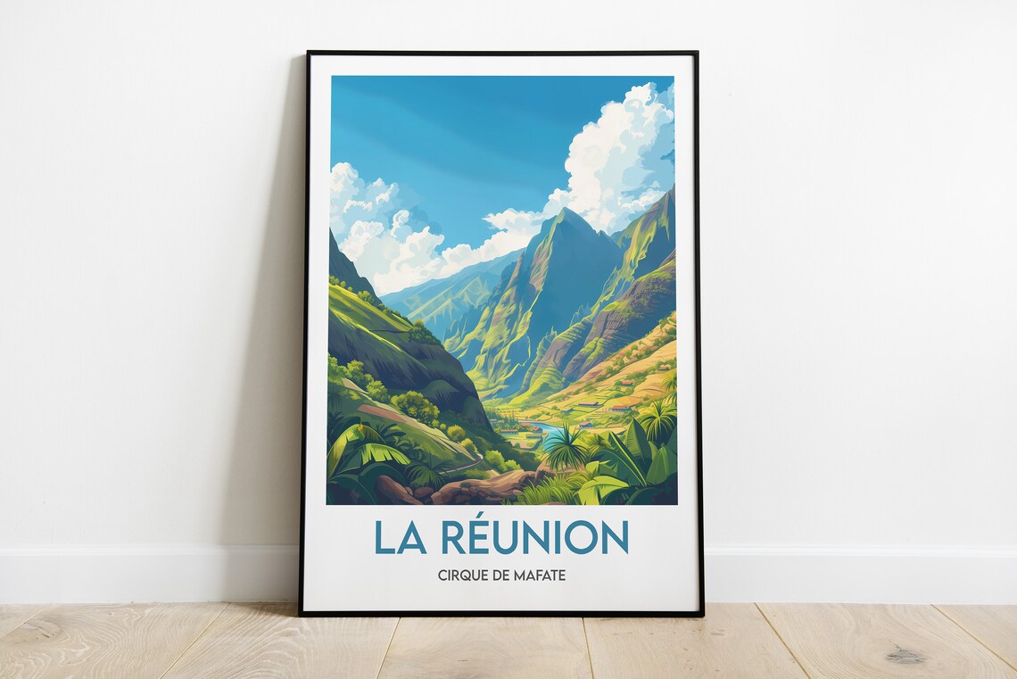 La Reunion Cirque de Mafate Green Mountain Valley Classic Poster