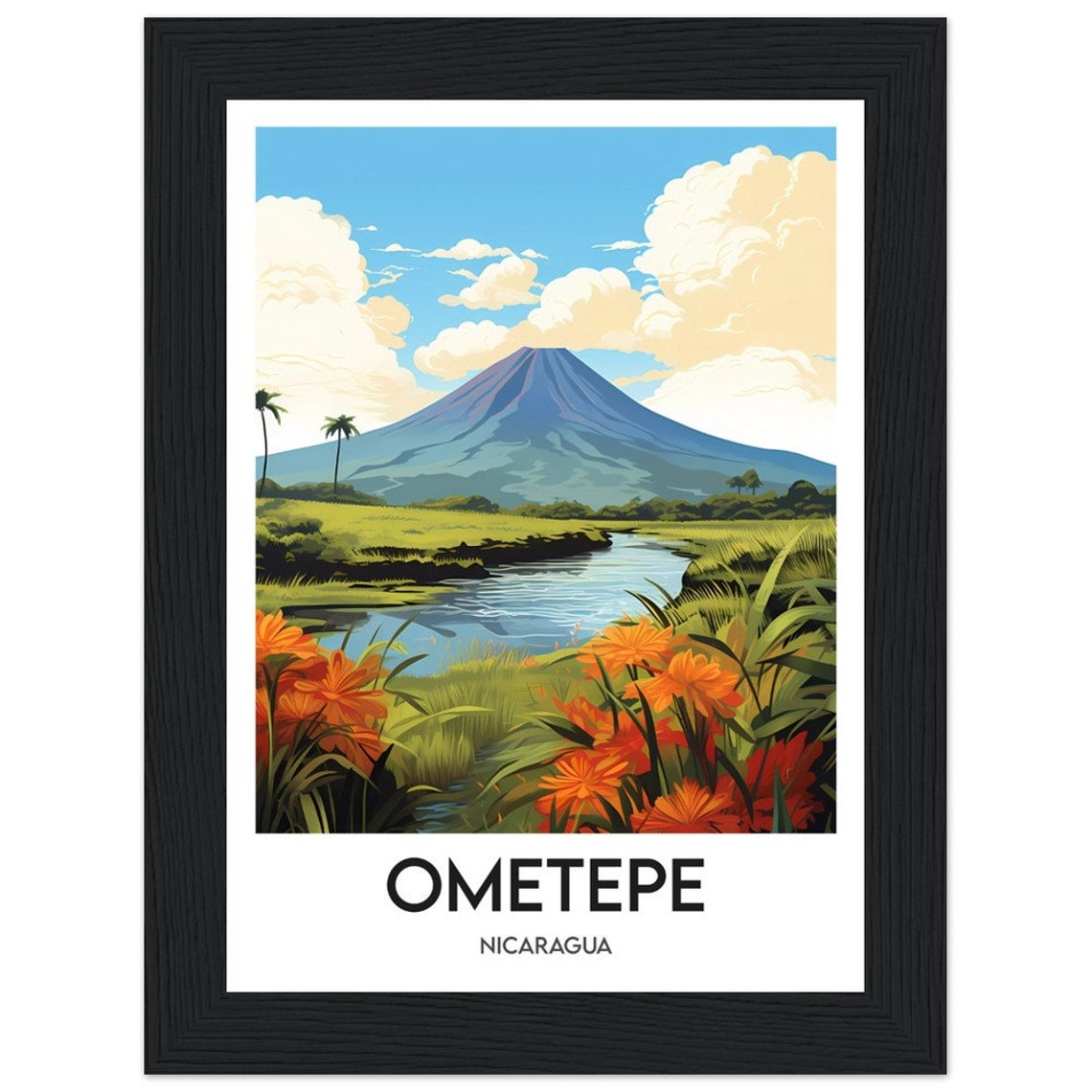 Ometepe Framed Poster Ometepe Frame Illustration Ometepe Nicaragua Frame Poster - Image 2