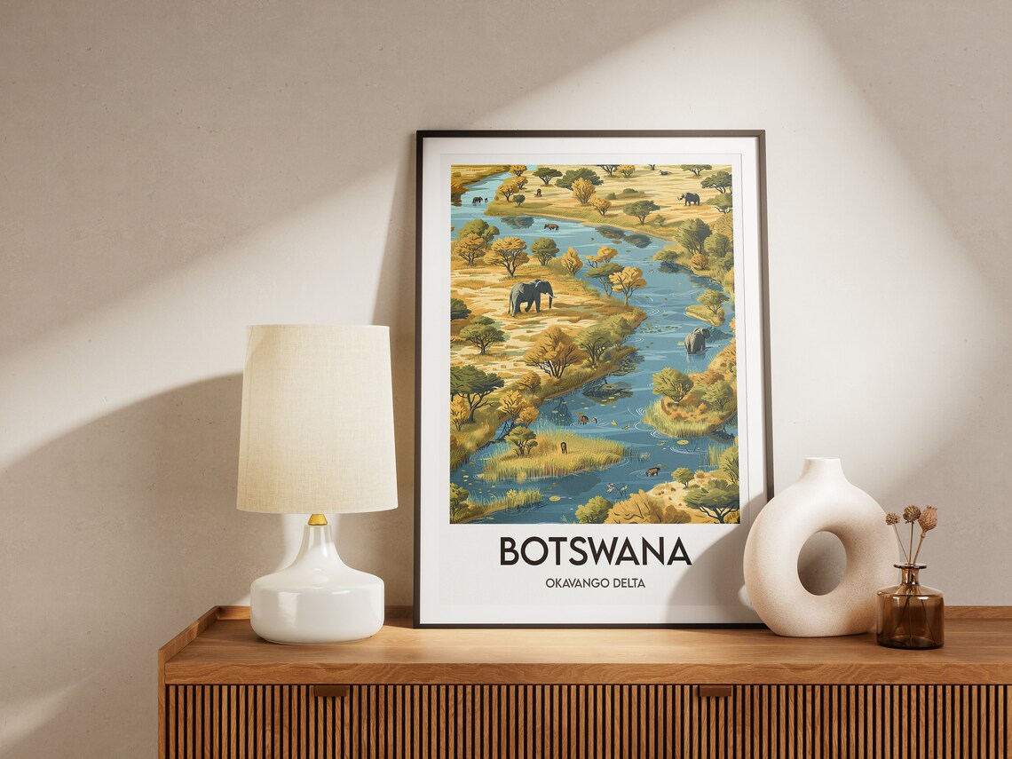 Botswana Okavango Delta Travel Poster, Africa - Image 2