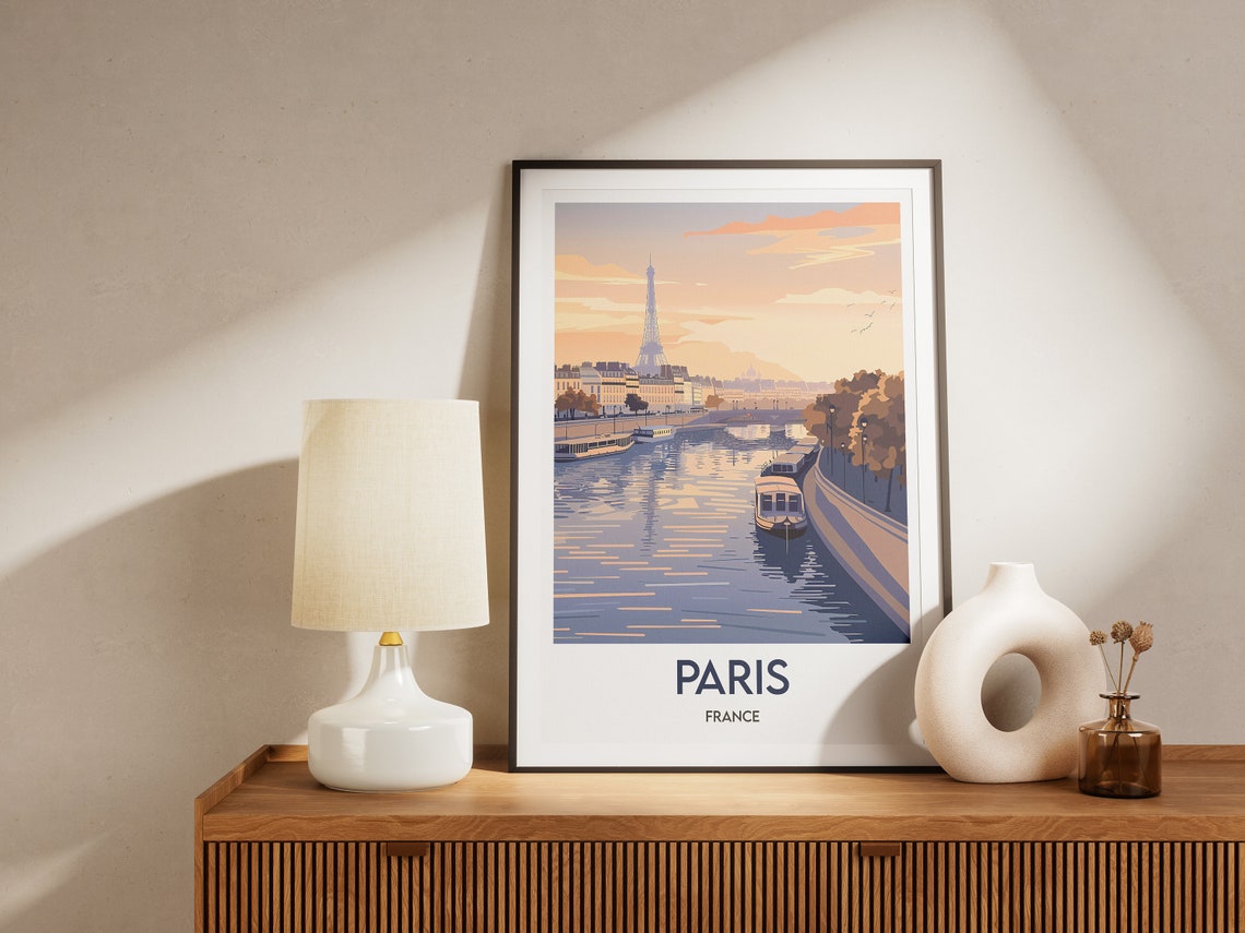 Paris France Eiffel Tower Seine River Golden Sunset Cruise Poster - Image 2