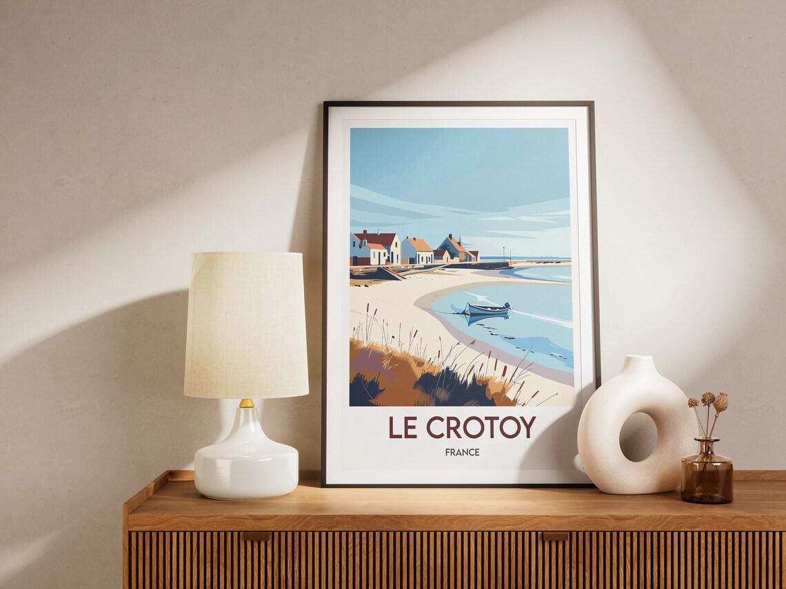 Le Crotoy France Bay of Somme Fishing Boat Beach Scene Poster - Image 2