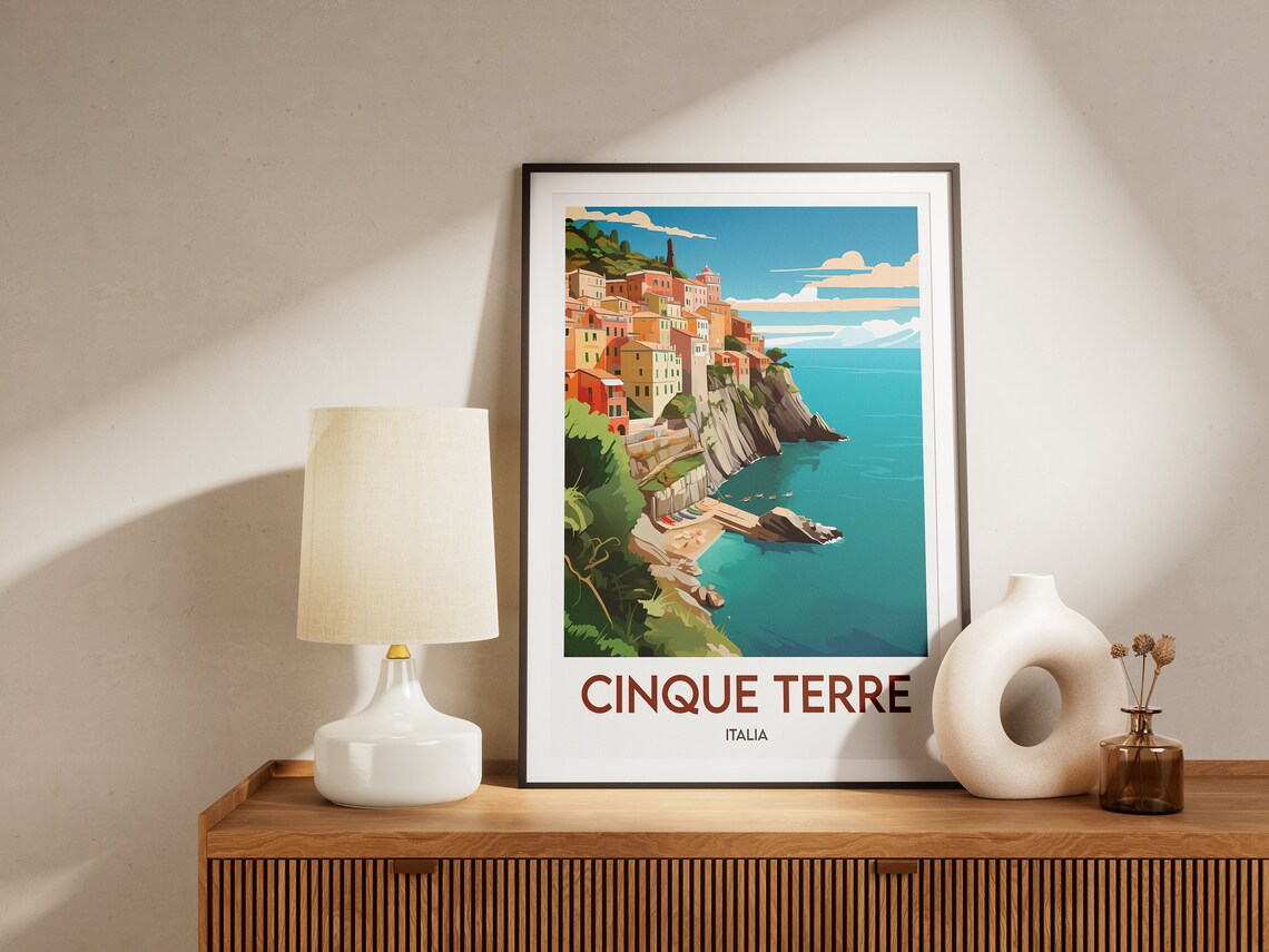 Cinque Terre Italia Cliffside Village Minimalist Travel Poster - Image 2