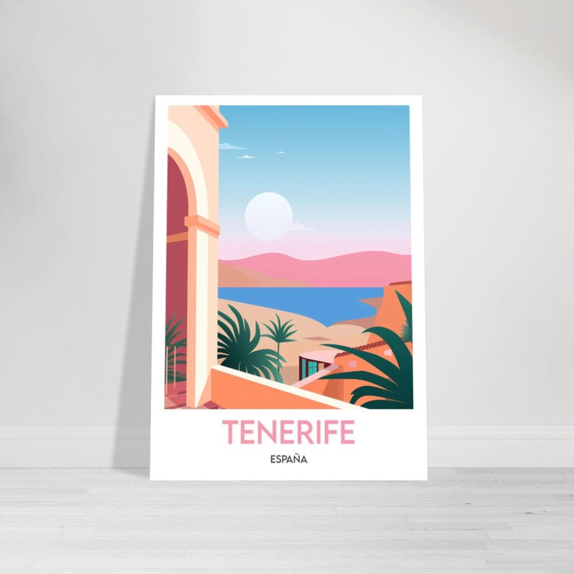 Tenerife Espana Terrace Arch Sunset Ocean View Island Travel Poster - Image 2