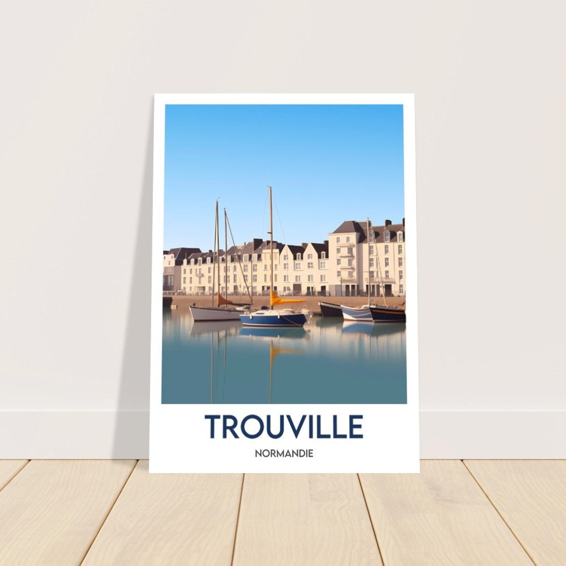 Trouville Normandie Harbour Sailboats Waterfront Travel Poster - Image 2