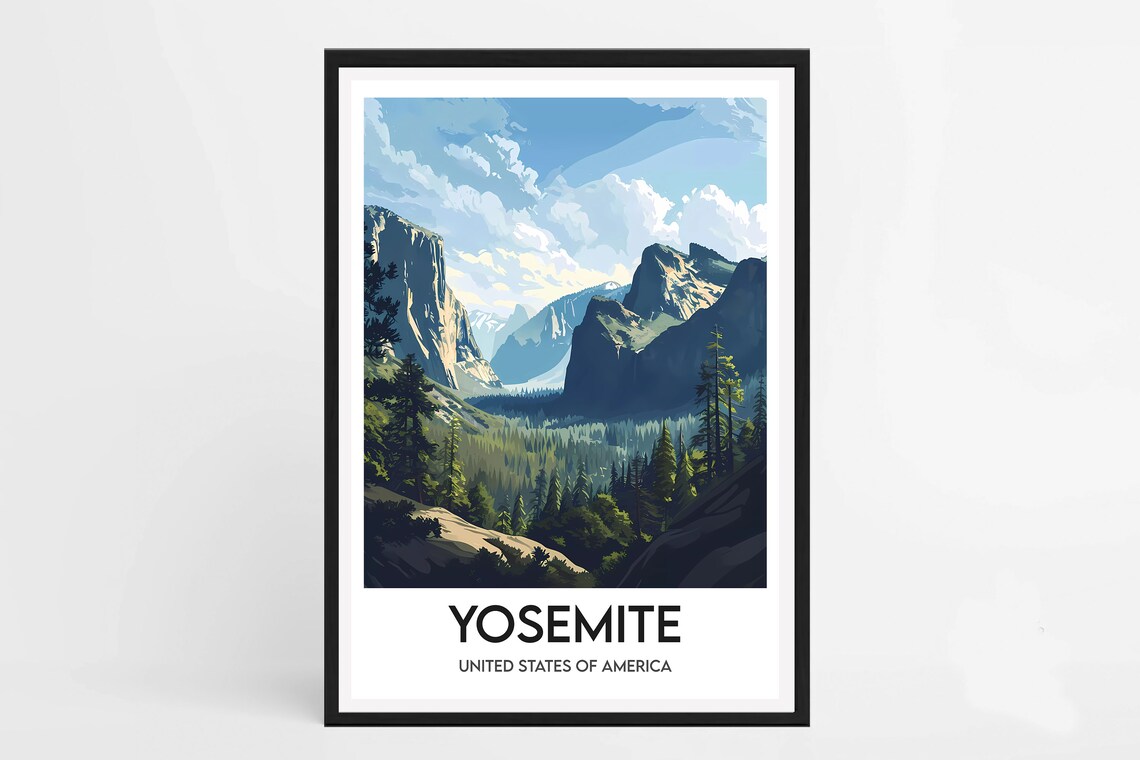 Yosemite USA Valley View Granite Cliffs and Forests Classic Poster
