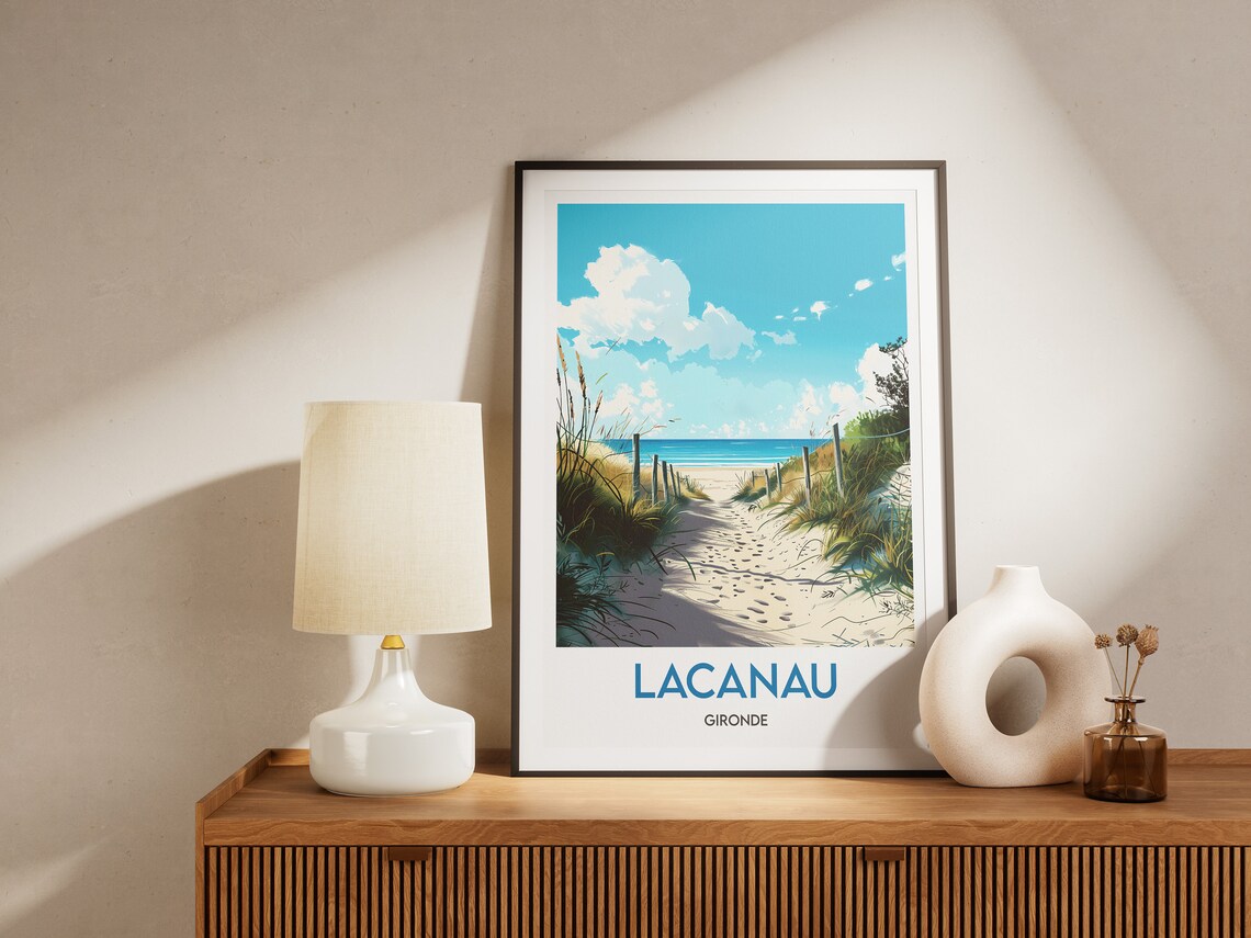 Lacanau Beach Illustration, Gironde Travel Poster - Image 2