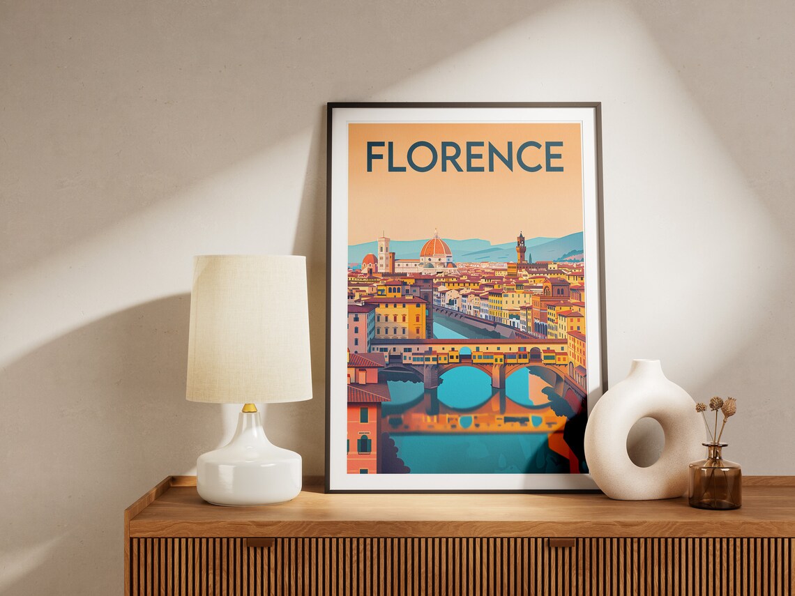Florence Travel Poster, Ponte Vecchio City Print - Image 2