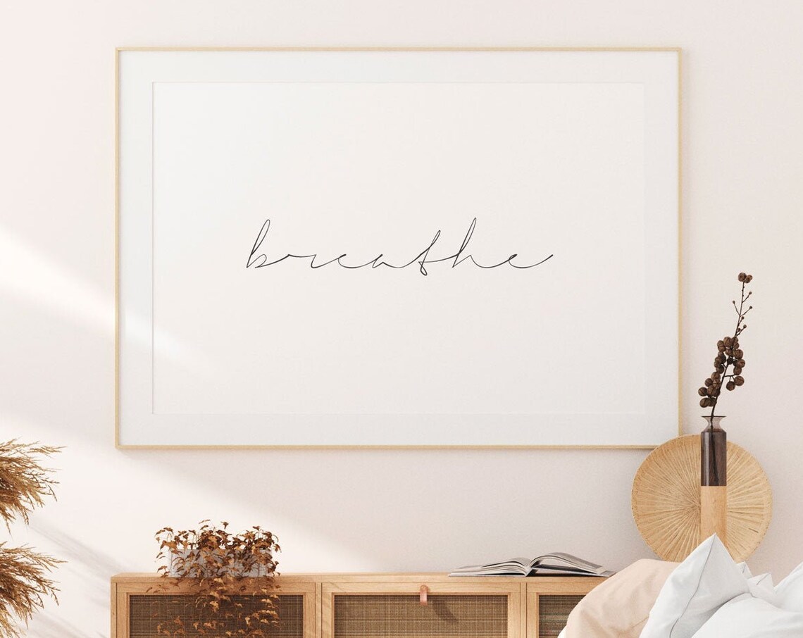 Breathe Yoga Poster Print, Bedroom Wall Art