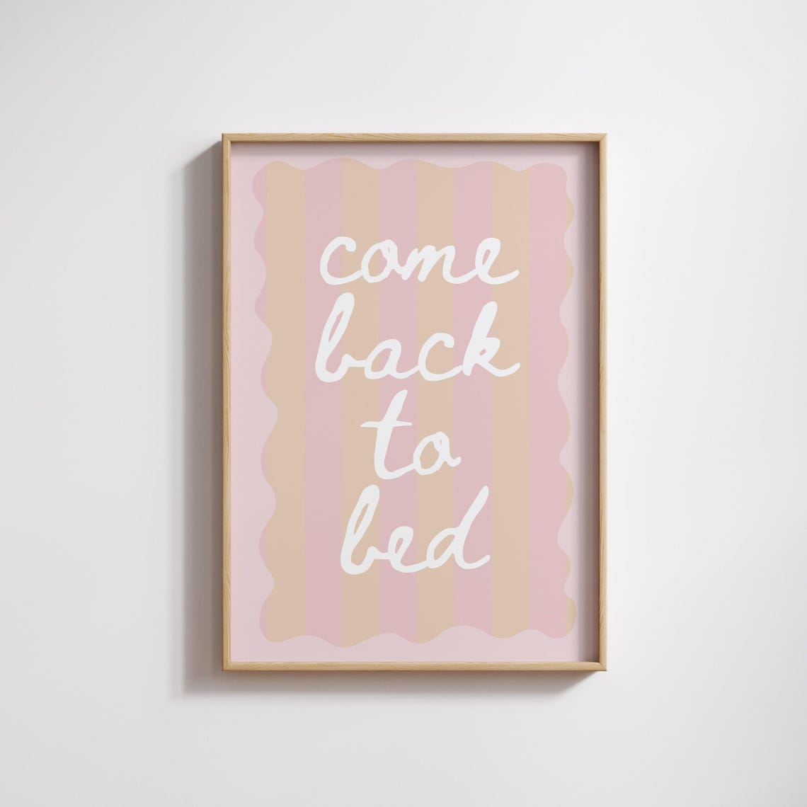 Come Back To Bed Pink Striped Bedroom Romance Typography Poster