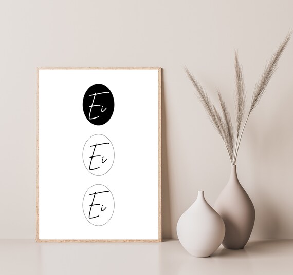 Triple Ei Easter Eggs Black And White Minimalist Spring Poster