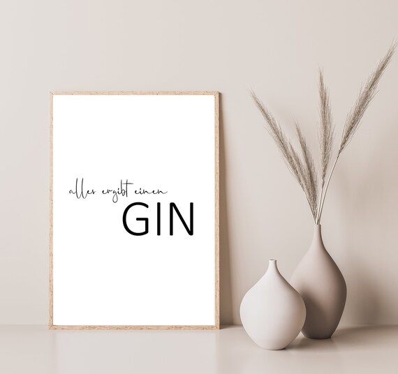 Alles Ergibt Einen Gin German Cocktail Script Typography Poster