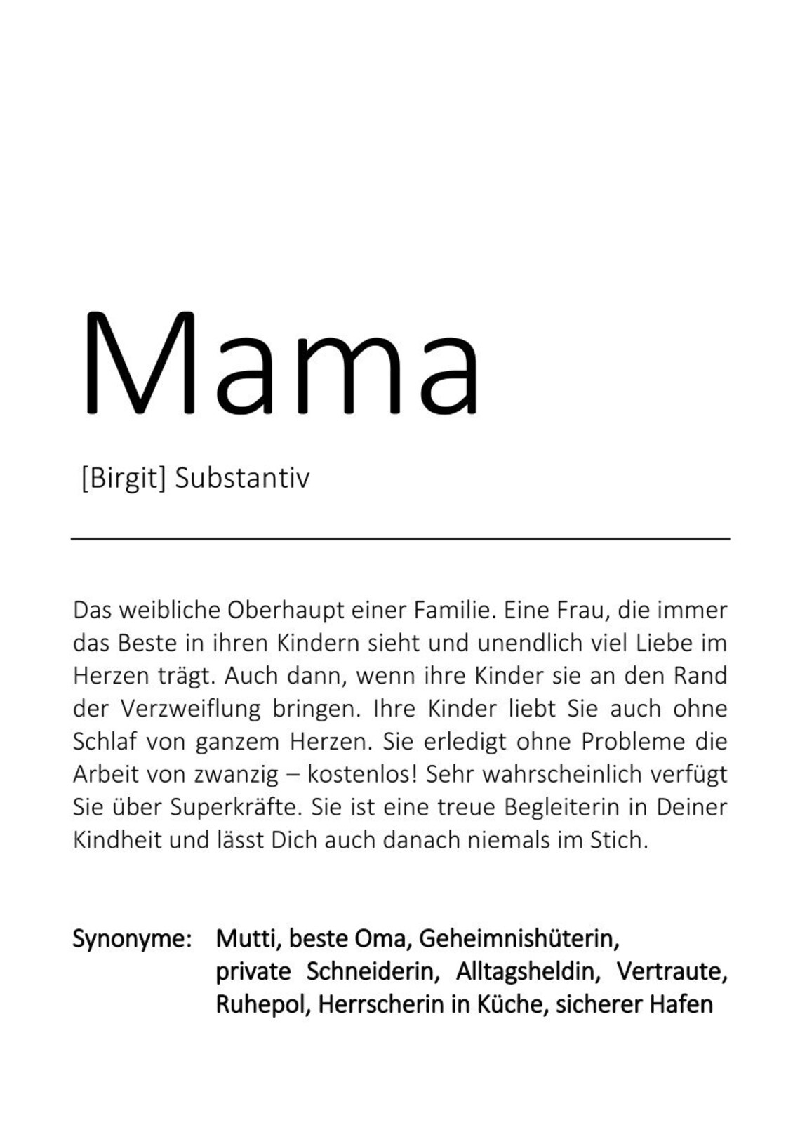Mom Thank You Mother Definition Art Print - Image 2