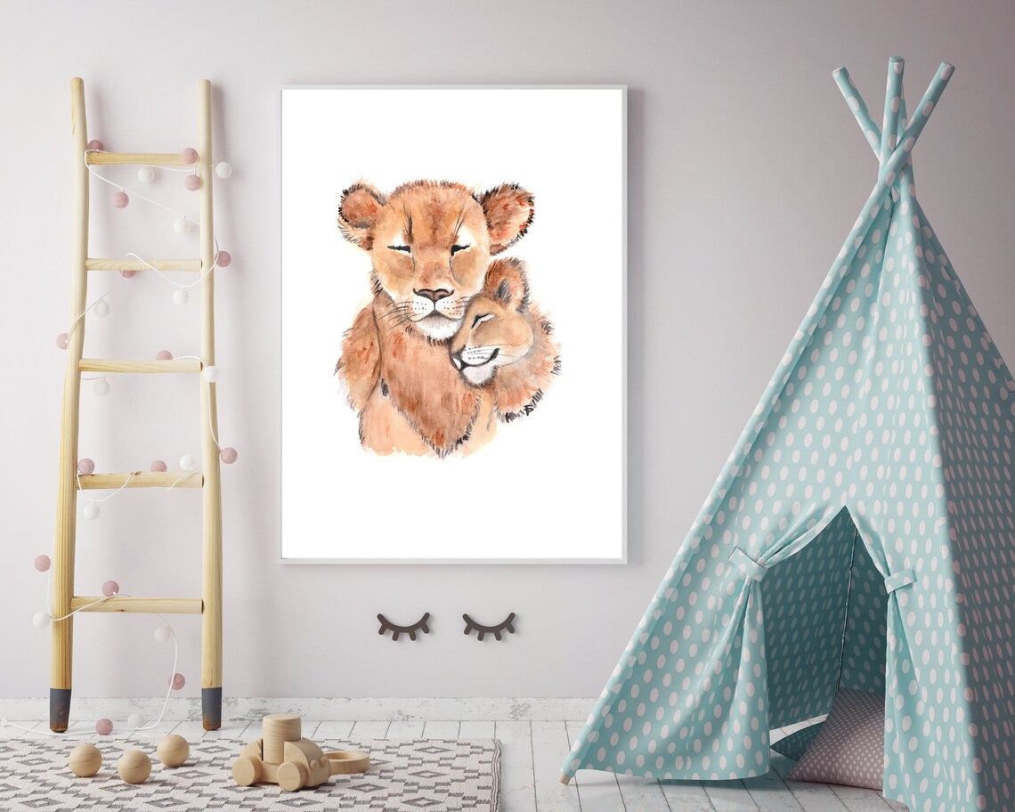 Baby Watercolor Animal Nursery Art Print