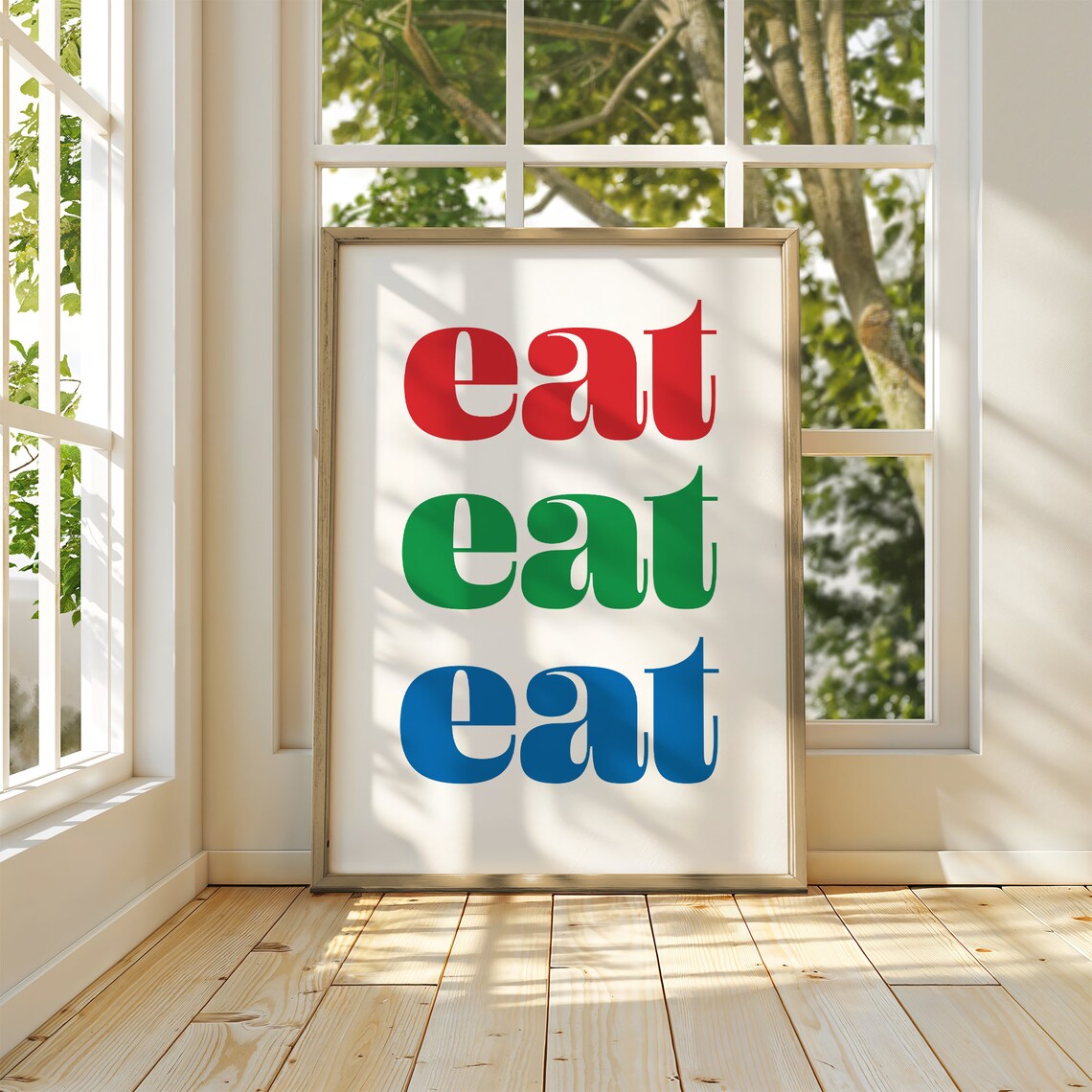 Bold Eat Eat Eat Red Green Blue Retro Kitchen Typography Poster - Image 2