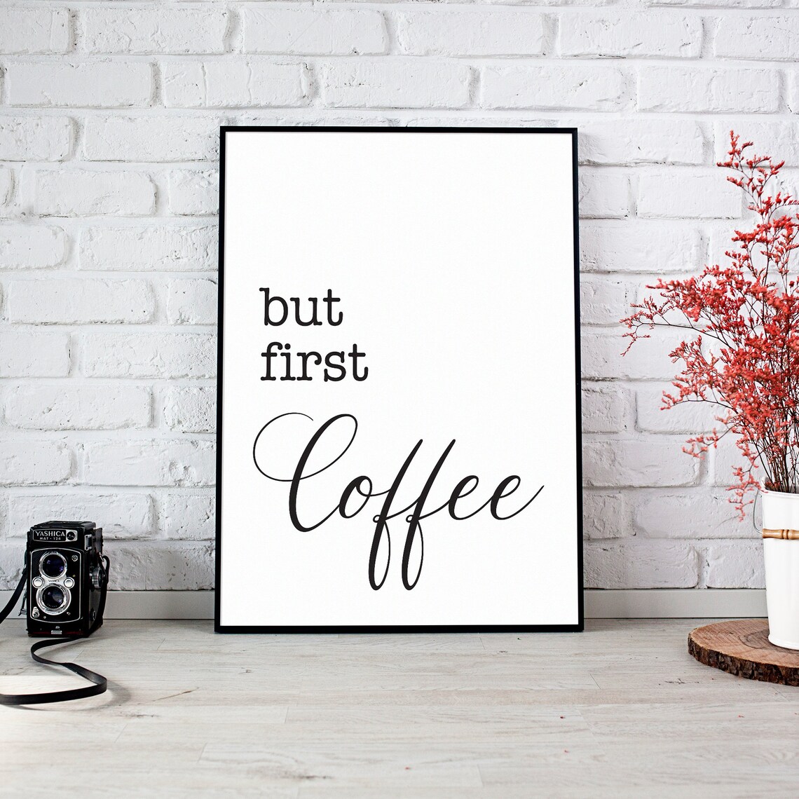 Coffee But First Coffee Quote, Kitchen Wall Art Print - Image 2