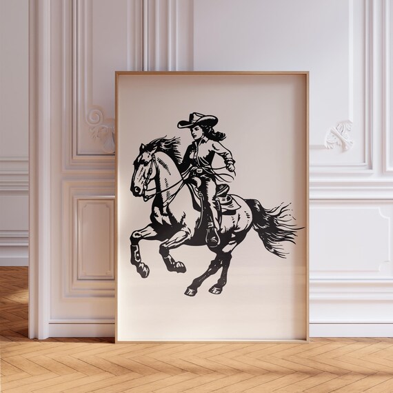 Retro Cowgirl Western Decor Art Print