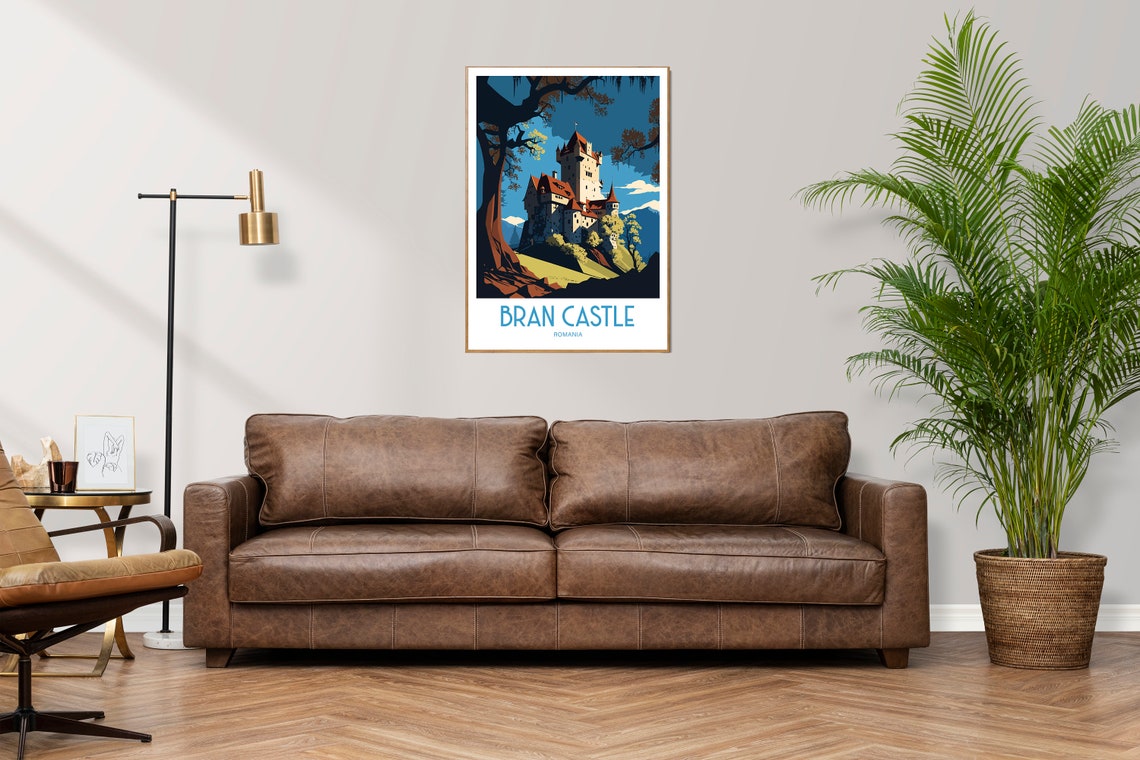 Bran Castle Romania Dracula Castle Hill Vintage Travel Poster - Image 2