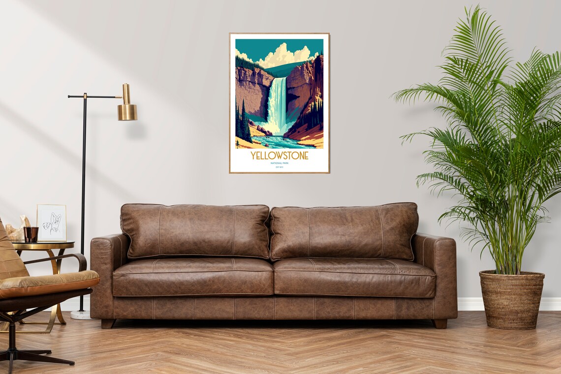 Yellowstone National Park Grand Waterfall Canyon Vintage Travel Poster - Image 3