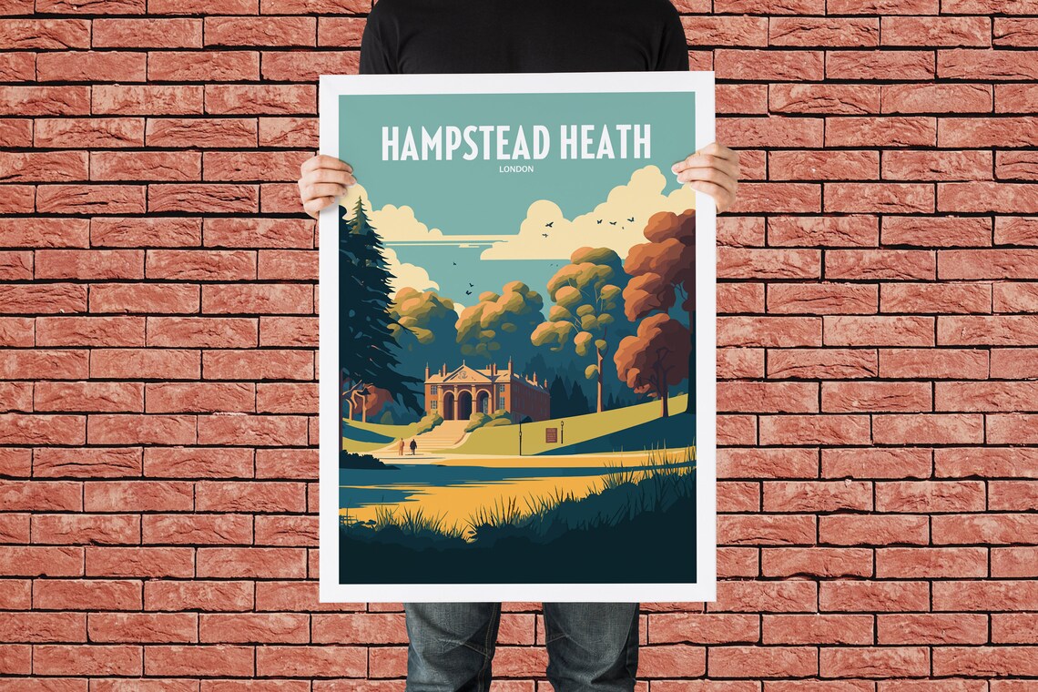 Hampstead Heath London Vintage Park Illustration Poster Decor - Image 3